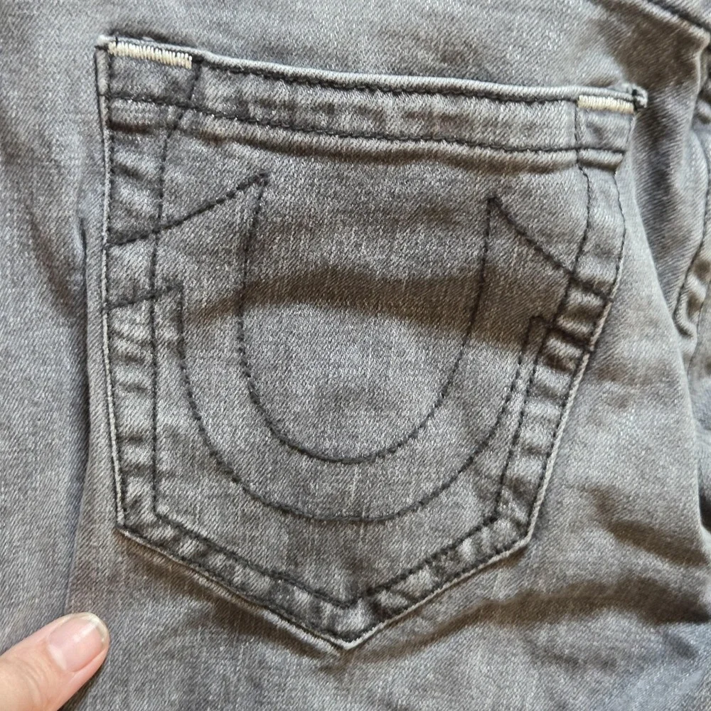 True Religion Rocco Jeans Mens 32x34 Gray Relaxed Skinny Stretch Denim Pants